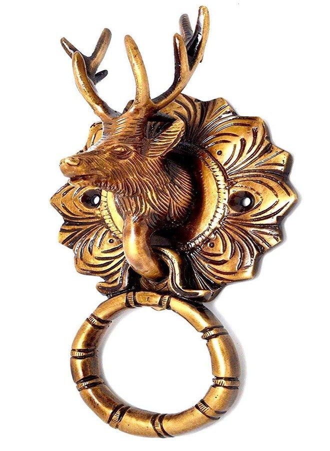 ESPLANADE Metal Brass Reindeer Face Door Knocker (6.5 Inch, Golden) - Image 1